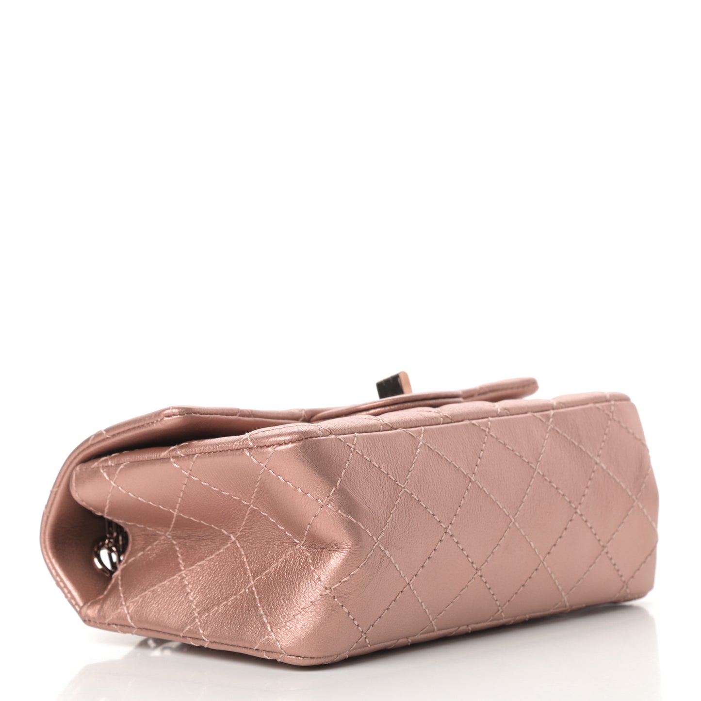 Metallic Grained Calfskin Quilted 2.55 Reissue Mini Flap Copper Pink