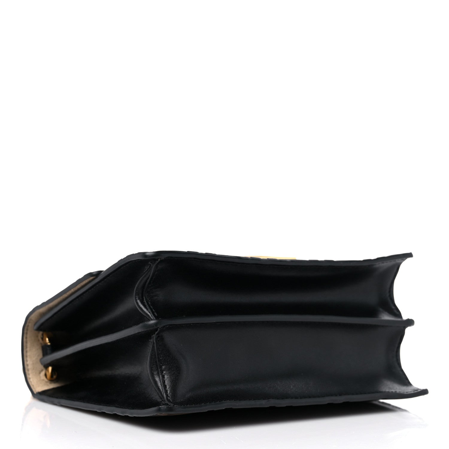 Fendi Vitello Liberty Bi-Color FF 1974 Embossed Small Kan U Shoulder Bag Maya Black 4 of 9