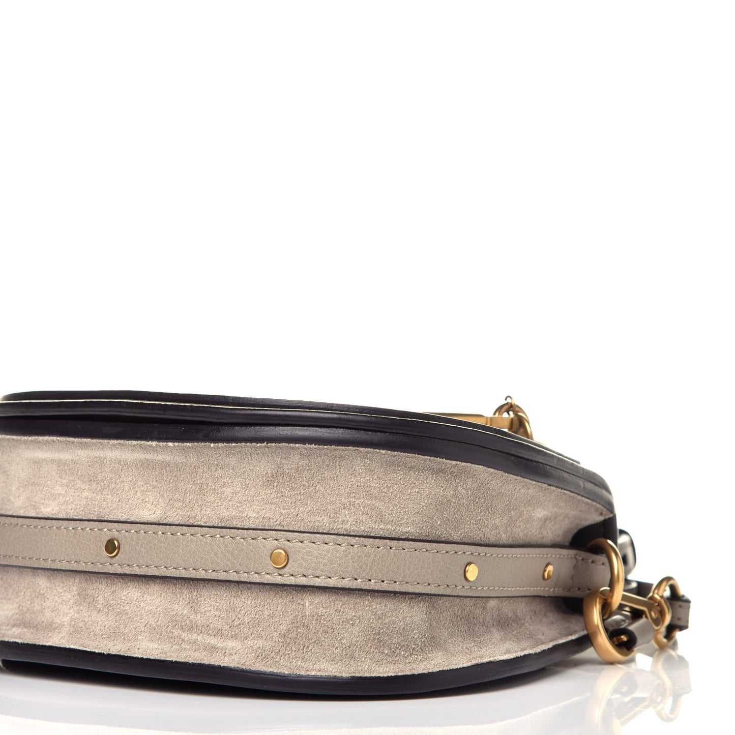 Calfskin Suede Small Nile Bracelet Bag Motty Grey