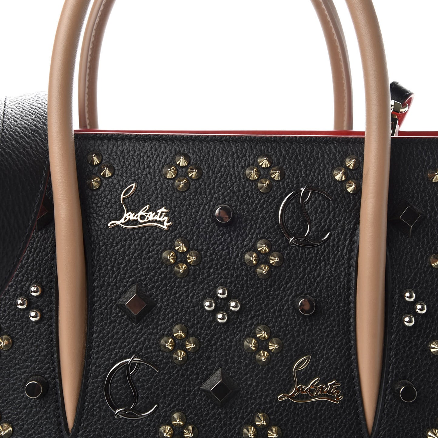 Calfskin Spikes Loubinthesky Medium Paloma Black Multimetal