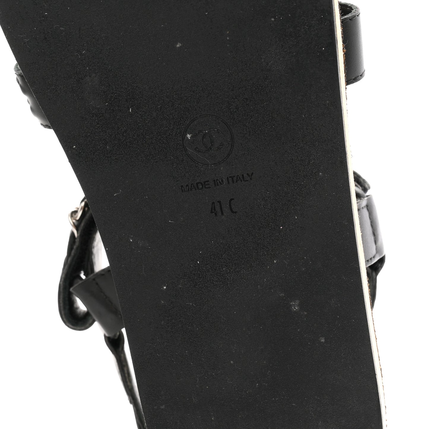 Lambskin Chain Sandals 41 Black
