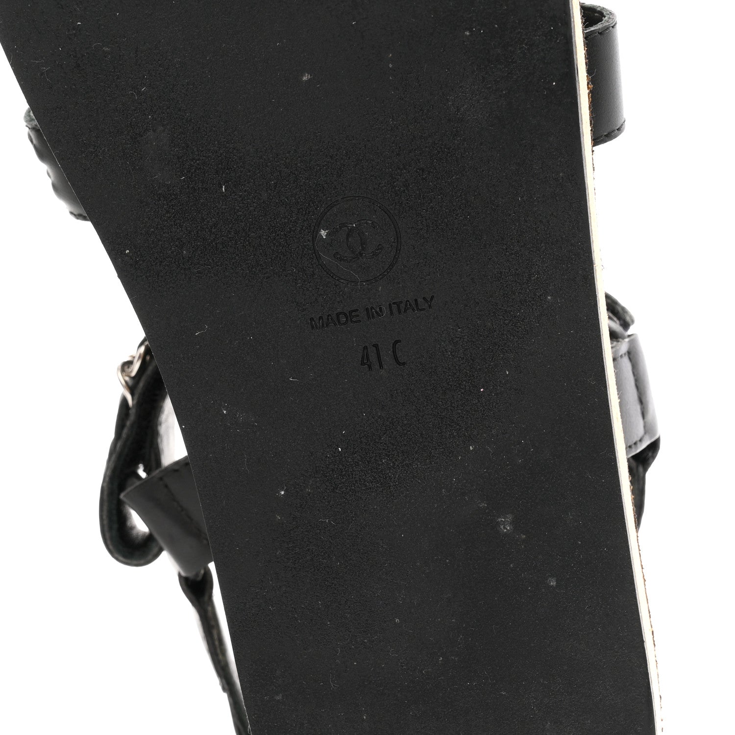 Chanel Lambskin Chain Sandals 41 Black 7 of 9