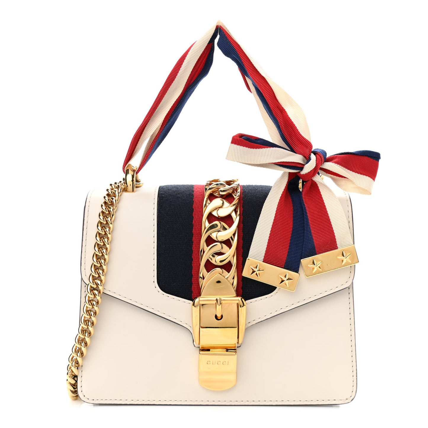 Calfskin Mini Sylvie Chain Shoulder Bag White