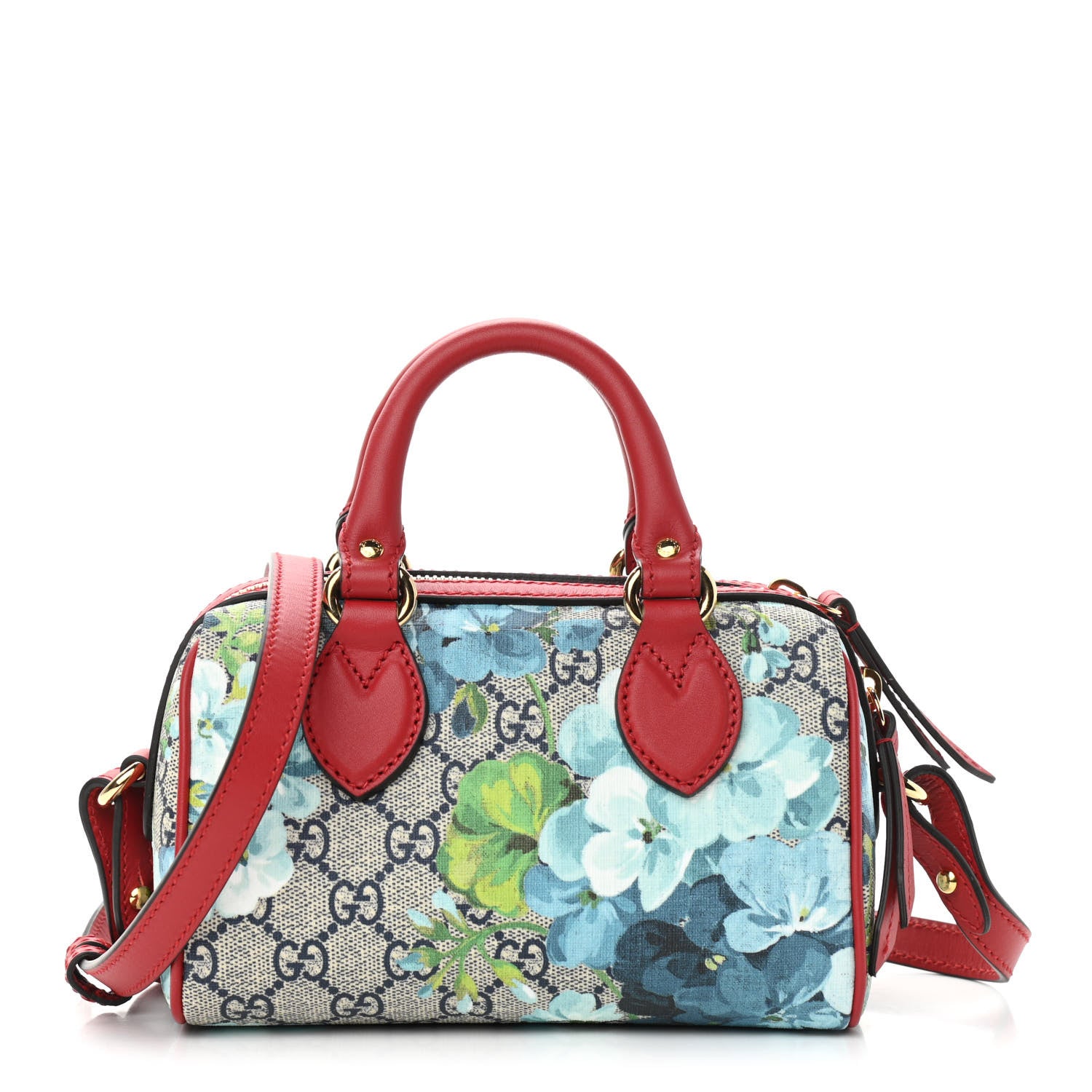 Gucci GG Supreme Monogram Blooms Mini Boston Navy Blue Hibiscus 1 of 10