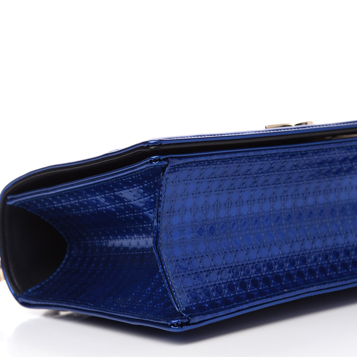 Christian Dior Metallic Patent Micro-Cannage Medium Diorama Flap Bag Blue 6 of 14