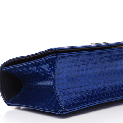 Christian Dior Metallic Patent Micro-Cannage Medium Diorama Flap Bag Blue 6 of 14