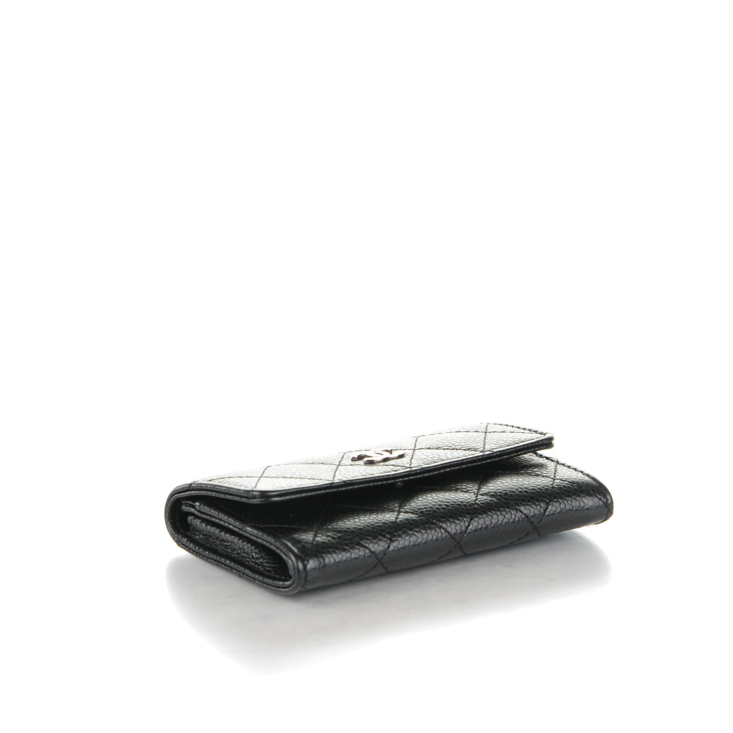 Caviar Quilted Flap Card Holder Black