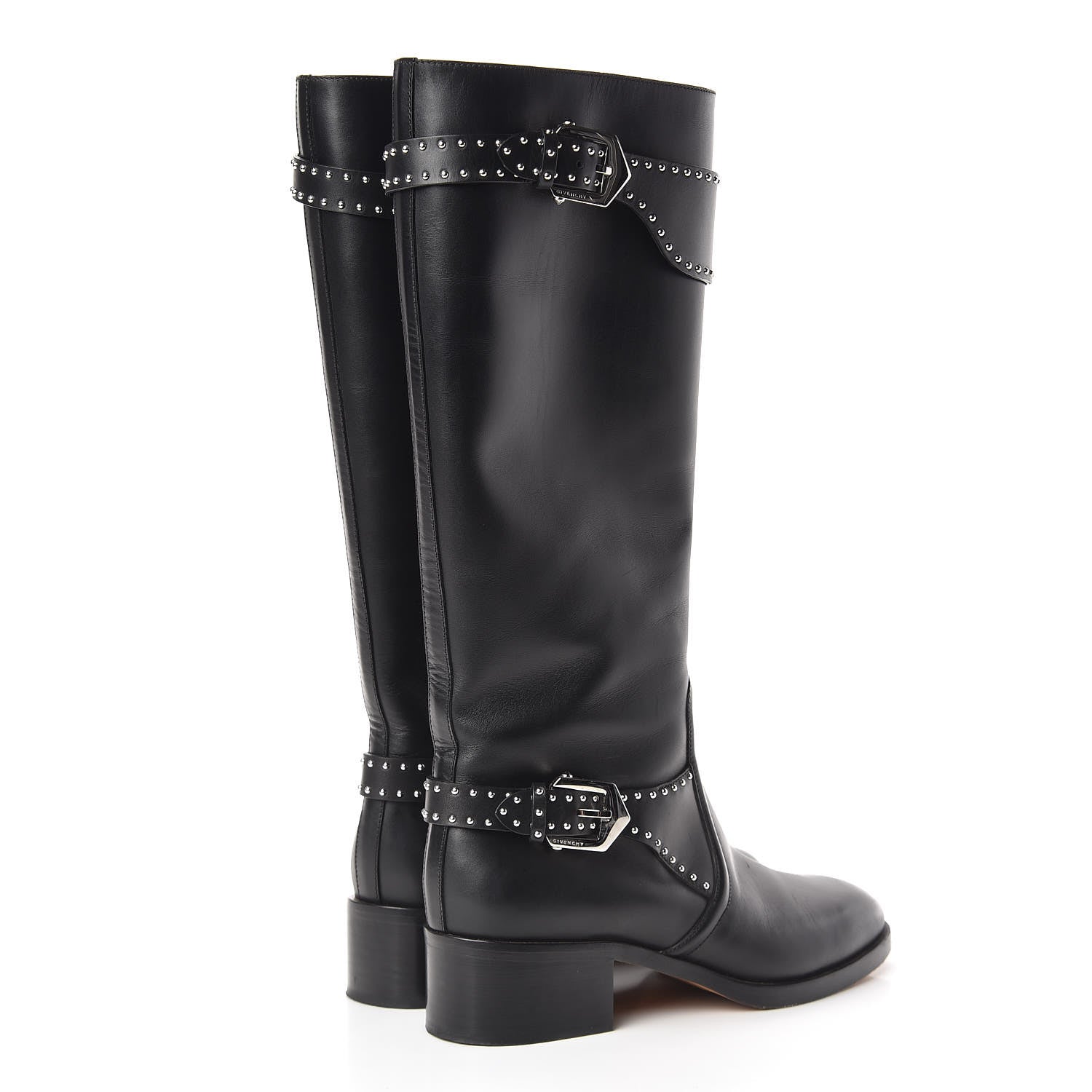 Givenchy Calfskin Studded Riding Boots 39 Black 4 of 14