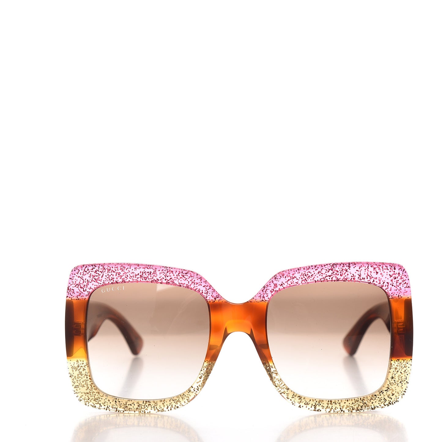 Acetate Square Frame Sunglasses GG0083S Glitter Pink Multi