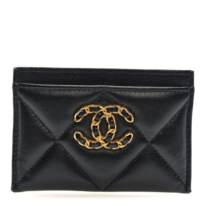 Chanel Lambskin Quilted Chanel 19 Card Holder Black 1 of 7