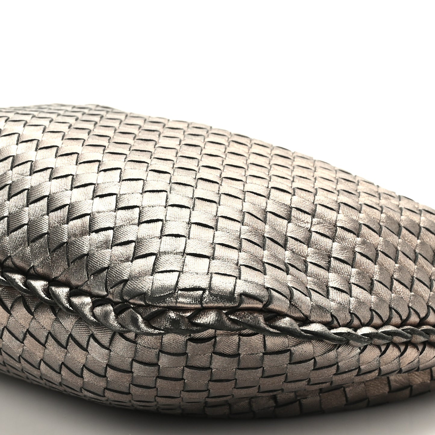 Metallic Nappa Intrecciato Medium Veneta Hobo Pewter