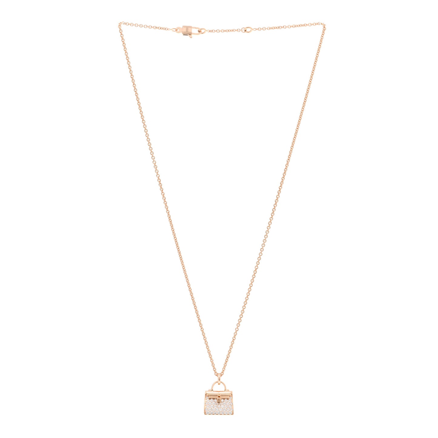 18K Rose Gold Diamond Kelly Amulettes Pendant Necklace