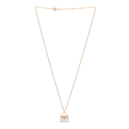 Hermes 18K Rose Gold Diamond Kelly Amulettes Pendant Necklace 3 of 5