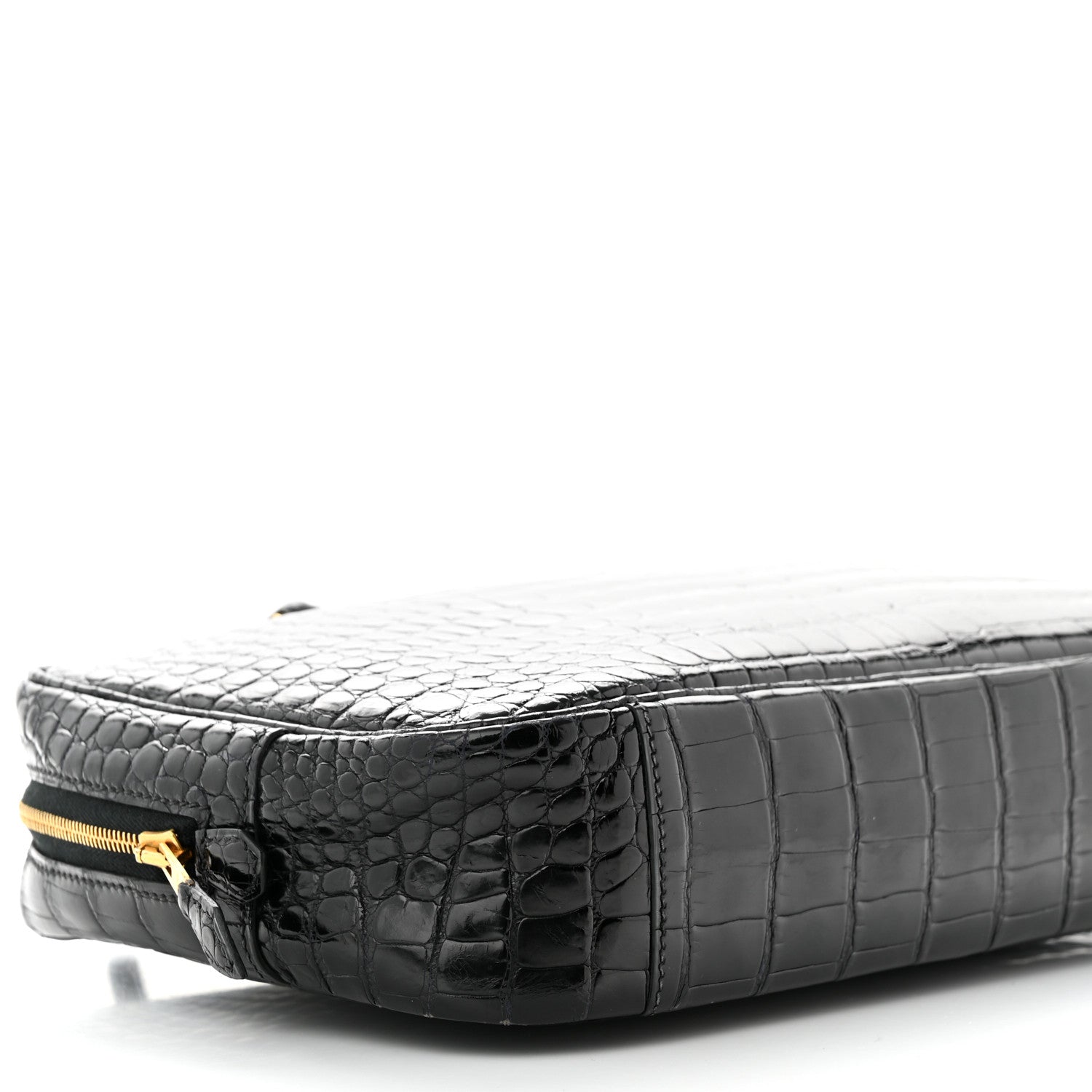 Hermes Shiny Porosus Crocodile Plume Elan 28 Black 8 of 9