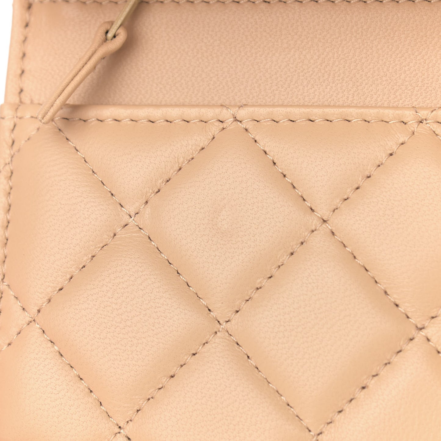Lambskin Quilted CC Pearl Crush Wallet on Chain WOC Beige