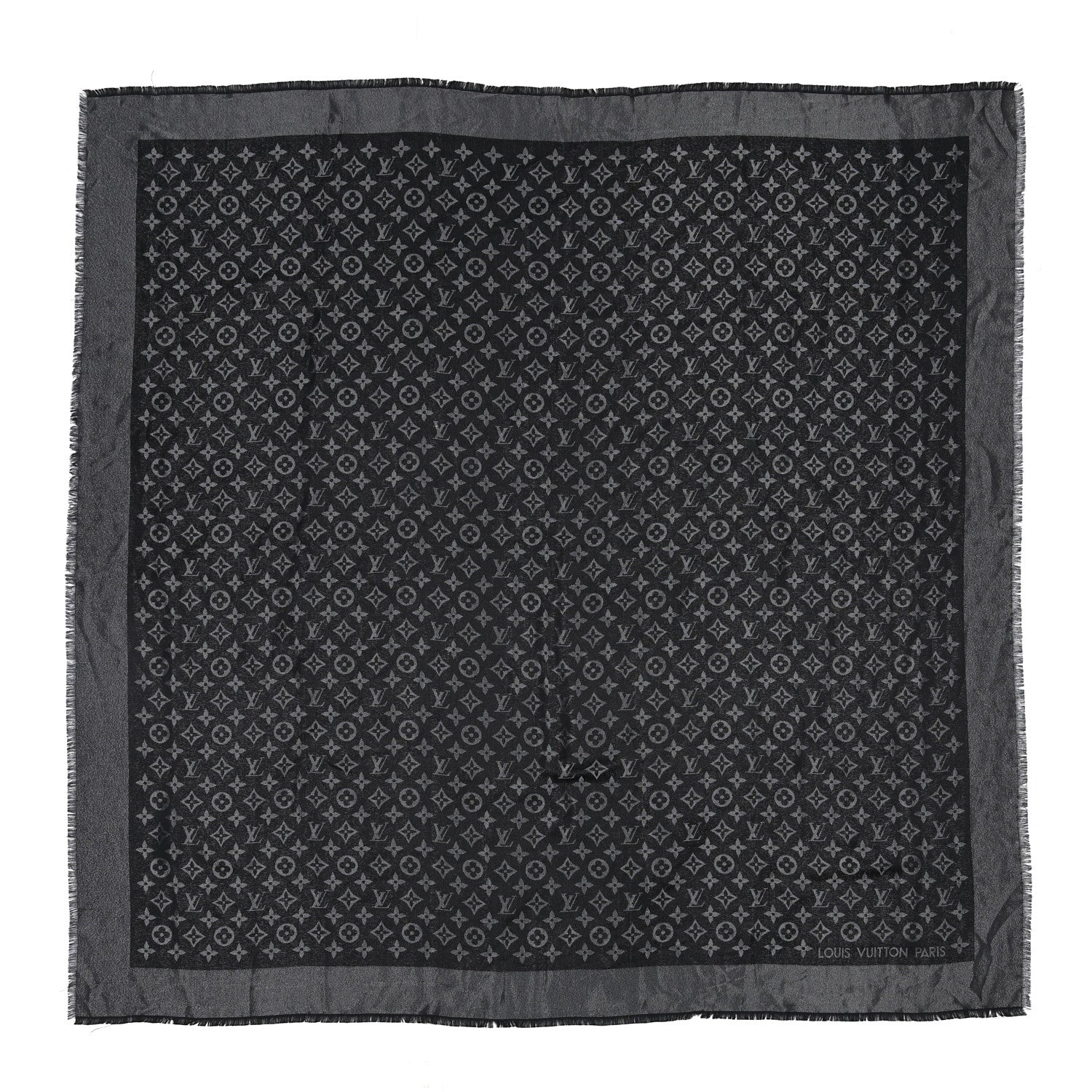 Louis Vuitton Silk Wool Monogram Denim Shawl Black 1 of 4