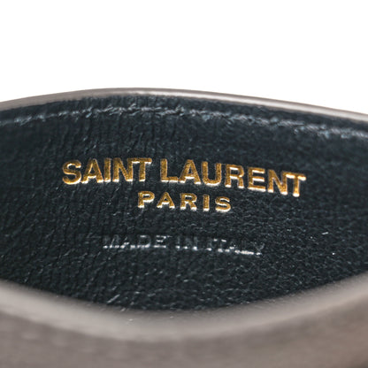 Saint Laurent Grain De Poudre Matelasse Chevron Monogram Credit Card Case Fog 6 of 9