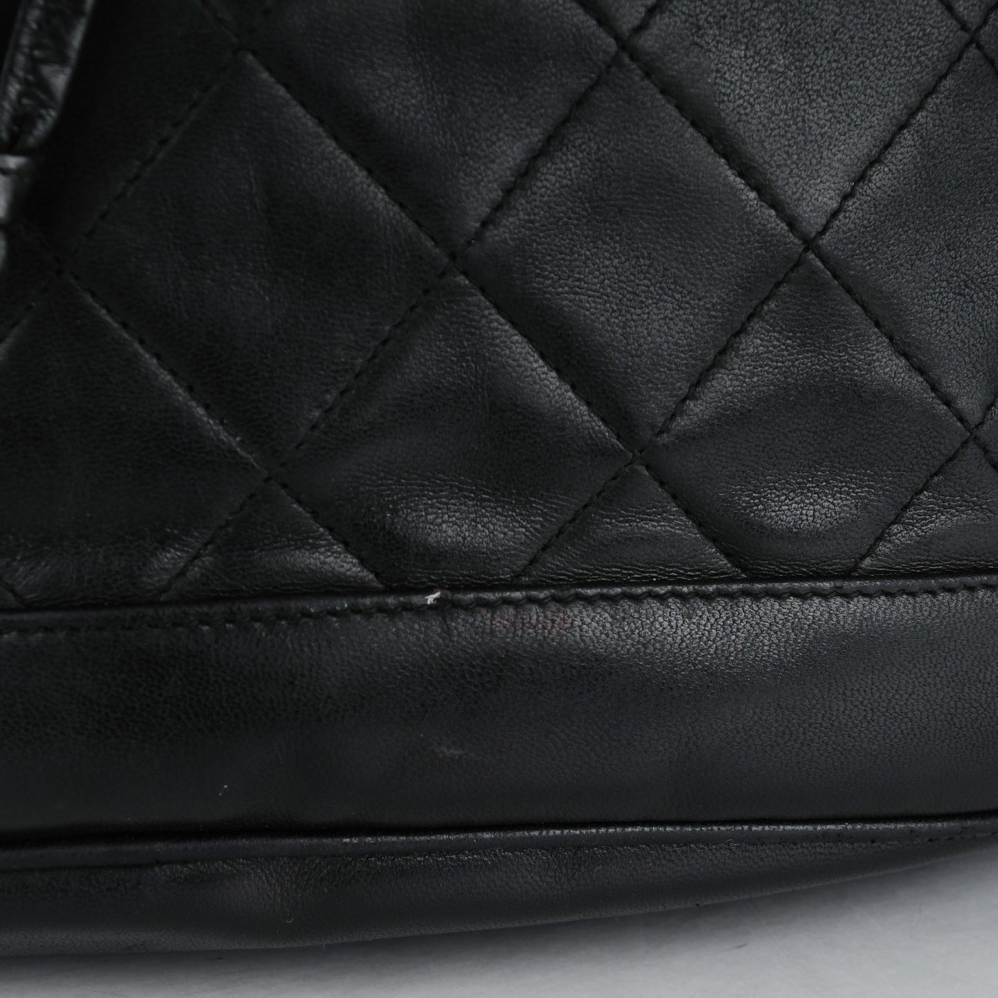 Lambskin Quilted Drawstring Backpack Black