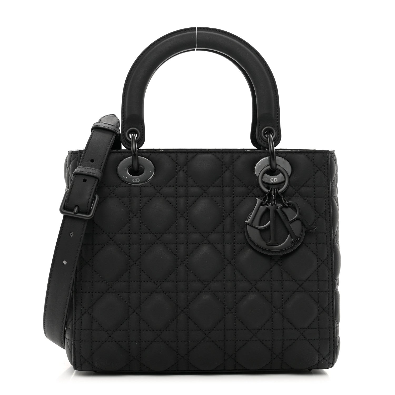 Christian Dior Ultra Matte Calfskin Cannage Medium Lady Dior Black 1 of 9