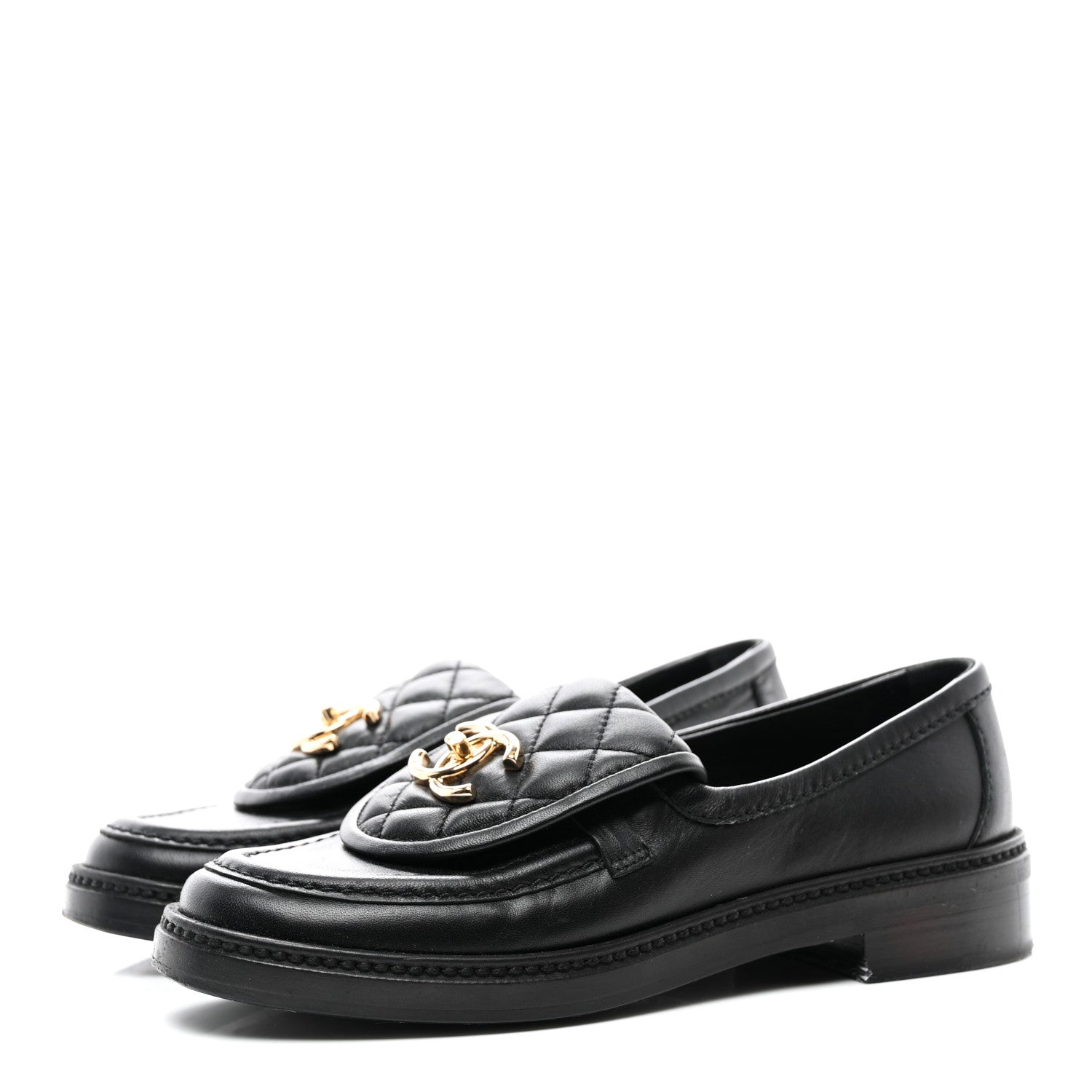 Chanel Lambskin Quilted CC Turnlock Loafers 35 Black 3 of 9