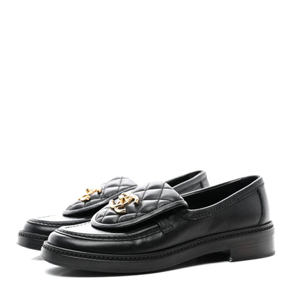 Chanel Lambskin Quilted CC Turnlock Loafers 35 Black 3 of 9