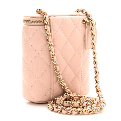 Chanel Caviar Quilted Small Vertical Coco Beauty Vanity Case With Chain Light Pink 3 of 10