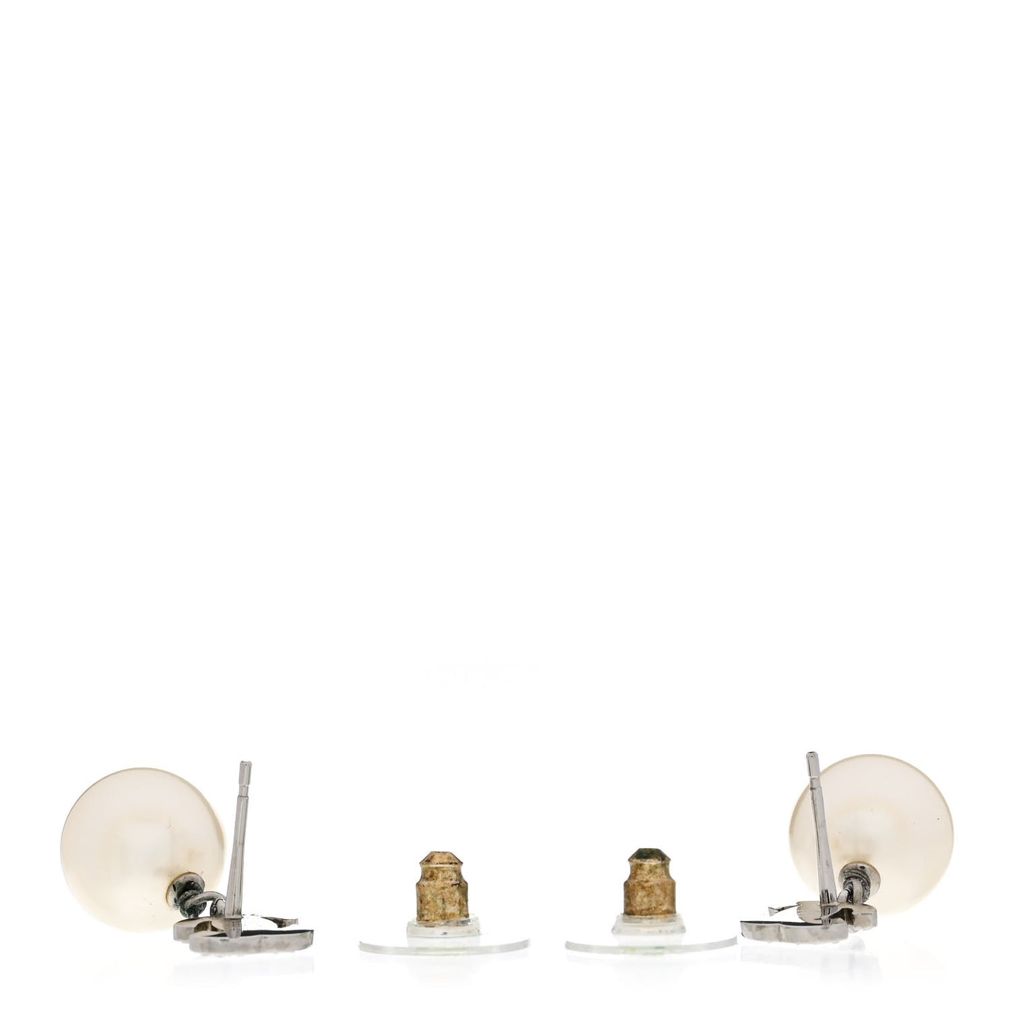 Crystal Pearl CC Drop Earrings Silver Pearly White