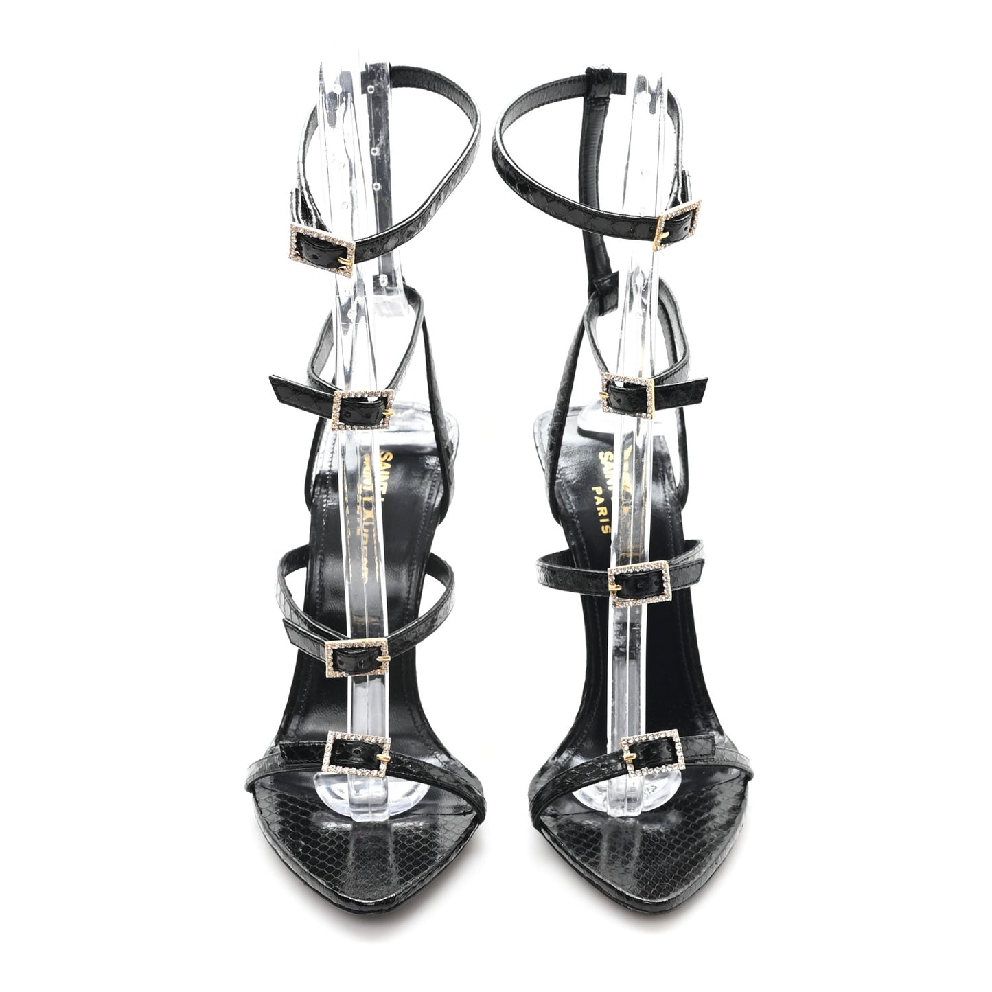 Ayers Snakeskin Embossed Giqua 115 Sandals 37 Black