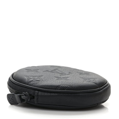 Louis Vuitton Calfskin Shadow Monogram Round Coin Purse Black 4 of 7