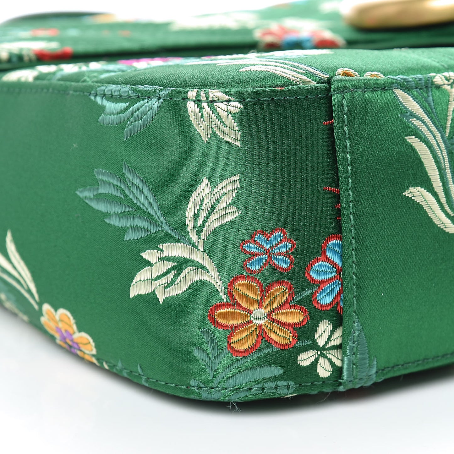 Jacquard Matelasse Floral Medium GG Marmont Shoulder Bag Green