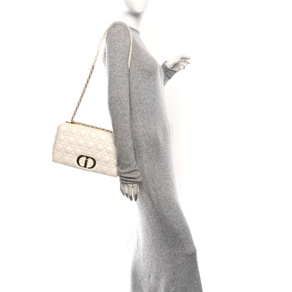 Christian Dior Grained Calfskin Cannage Large Caro Bag Ivory 2 of 10