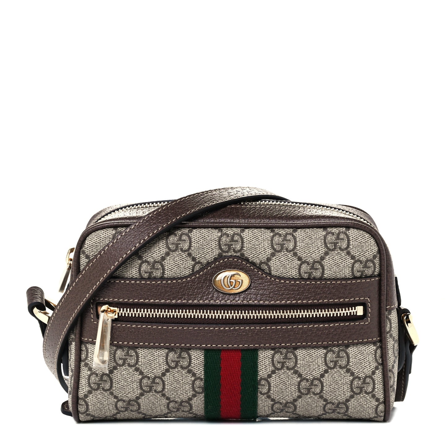 GG Supreme Monogram Web Mini Ophidia Shoulder Bag Brown