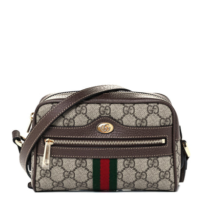 Gucci GG Supreme Monogram Web Mini Ophidia Shoulder Bag Brown 1 of 15