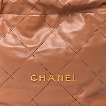 Chanel Shiny Calfskin Quilted Small Chanel 22 Camel 10 of 13