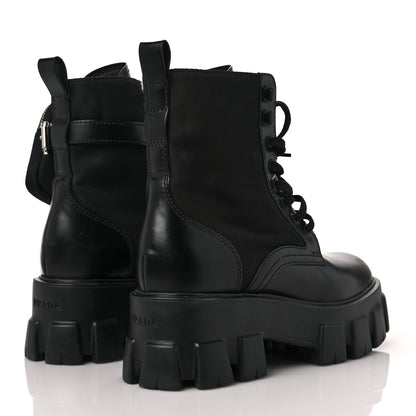 Prada Spazzolato Rois Nylon Metal Triangle Logo Monolith Pouch Pocket 55mm Boots 37 Black 4 of 8