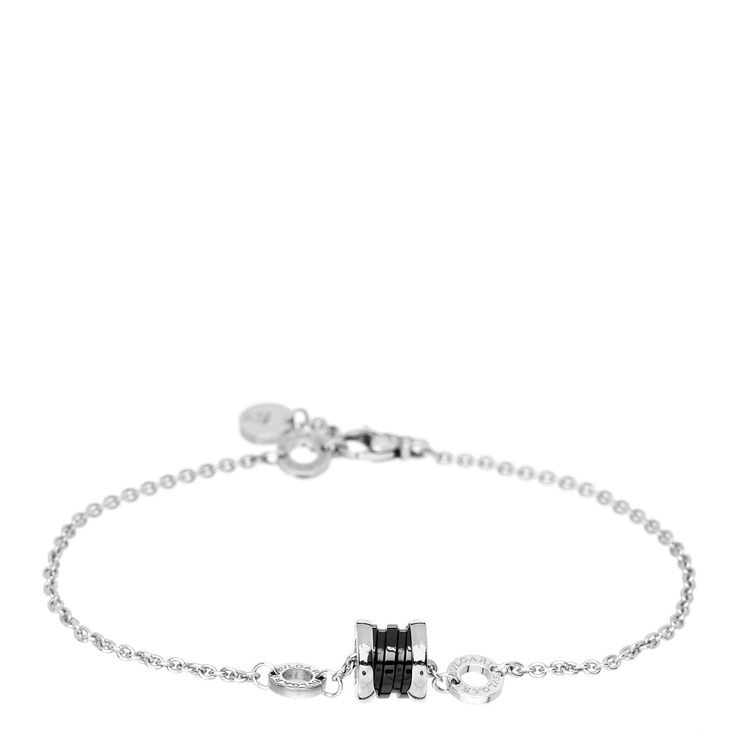 Bulgari Sterling Silver Black Ceramic Save the Children Bracelet ML 1 of 3