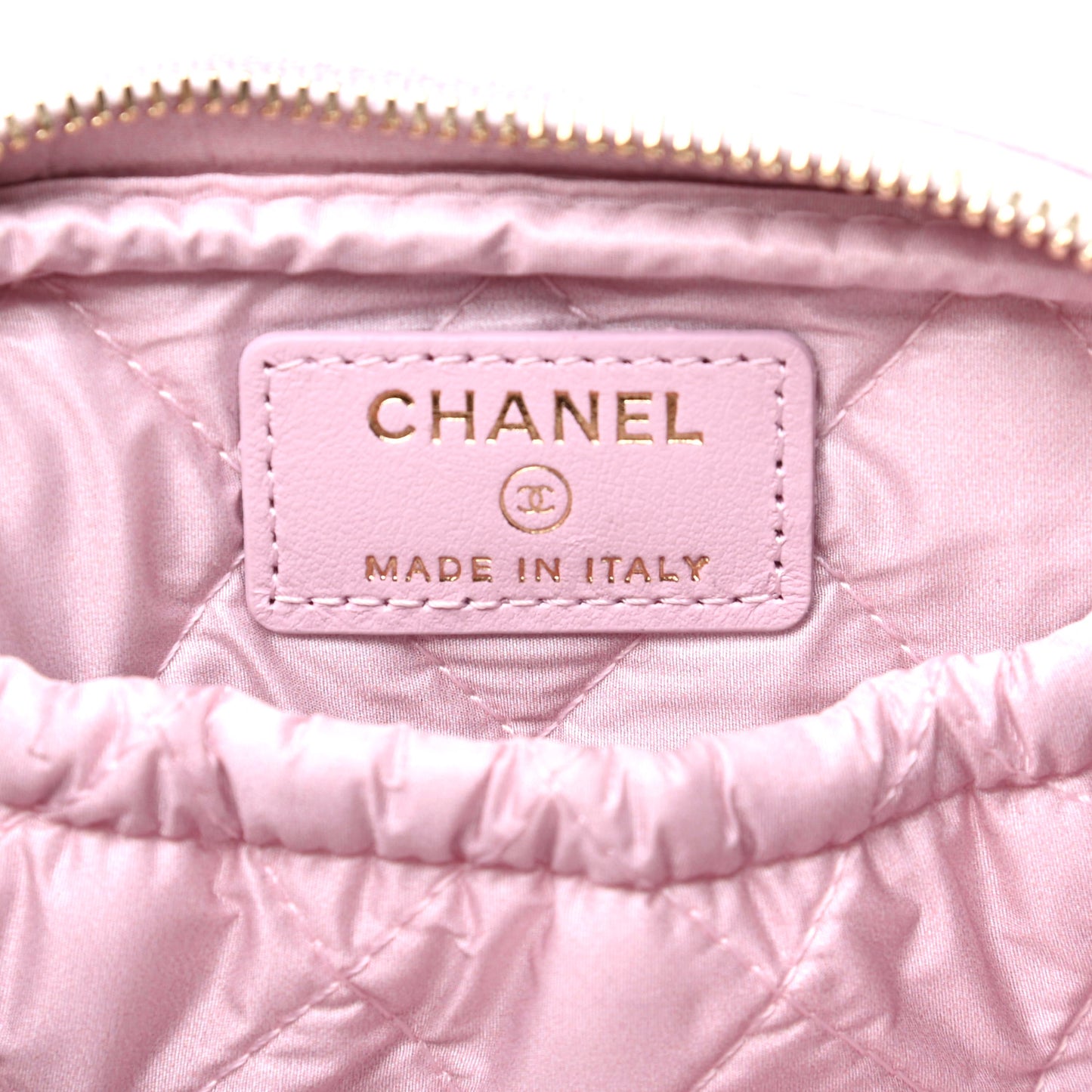 Caviar Quilted Small Curvy Pouch Cosmetic Case Light Pink