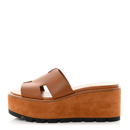 Hermes Calfskin Suede Eze 30 Sandals 35 Naturel 1 of 8