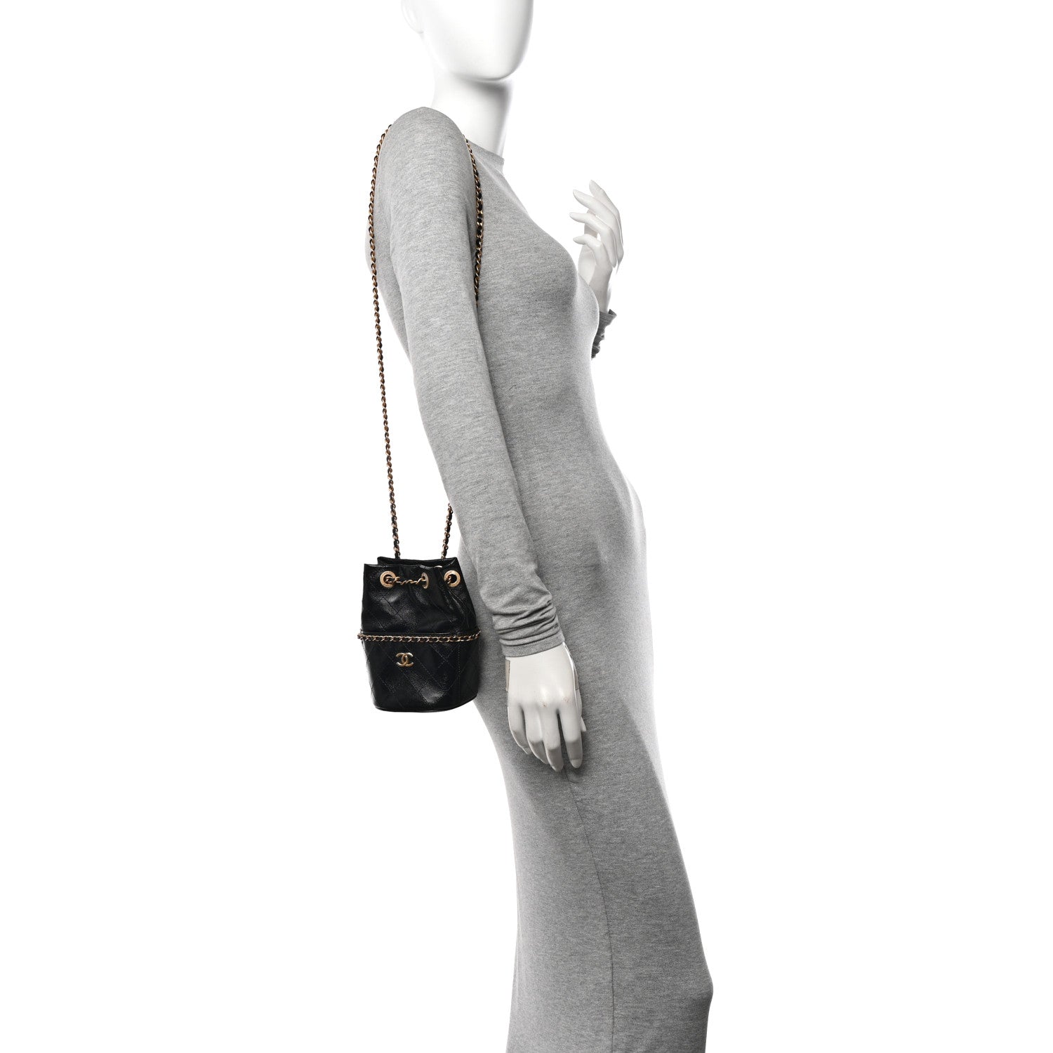 Chanel Shiny Lambskin Quilted Nauticoco Bucket Bag Black 2 of 11