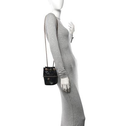 Chanel Shiny Lambskin Quilted Nauticoco Bucket Bag Black 2 of 11