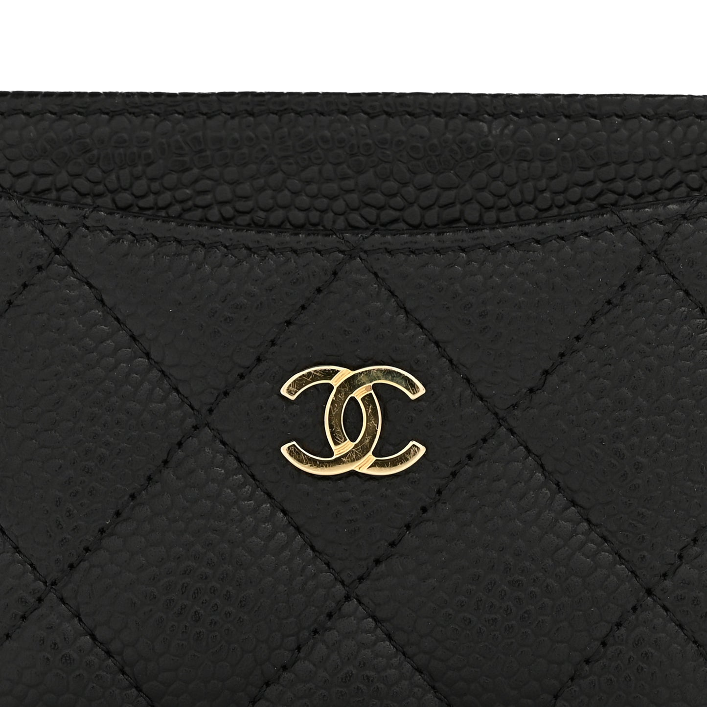 Caviar Quilted Card Holder Black