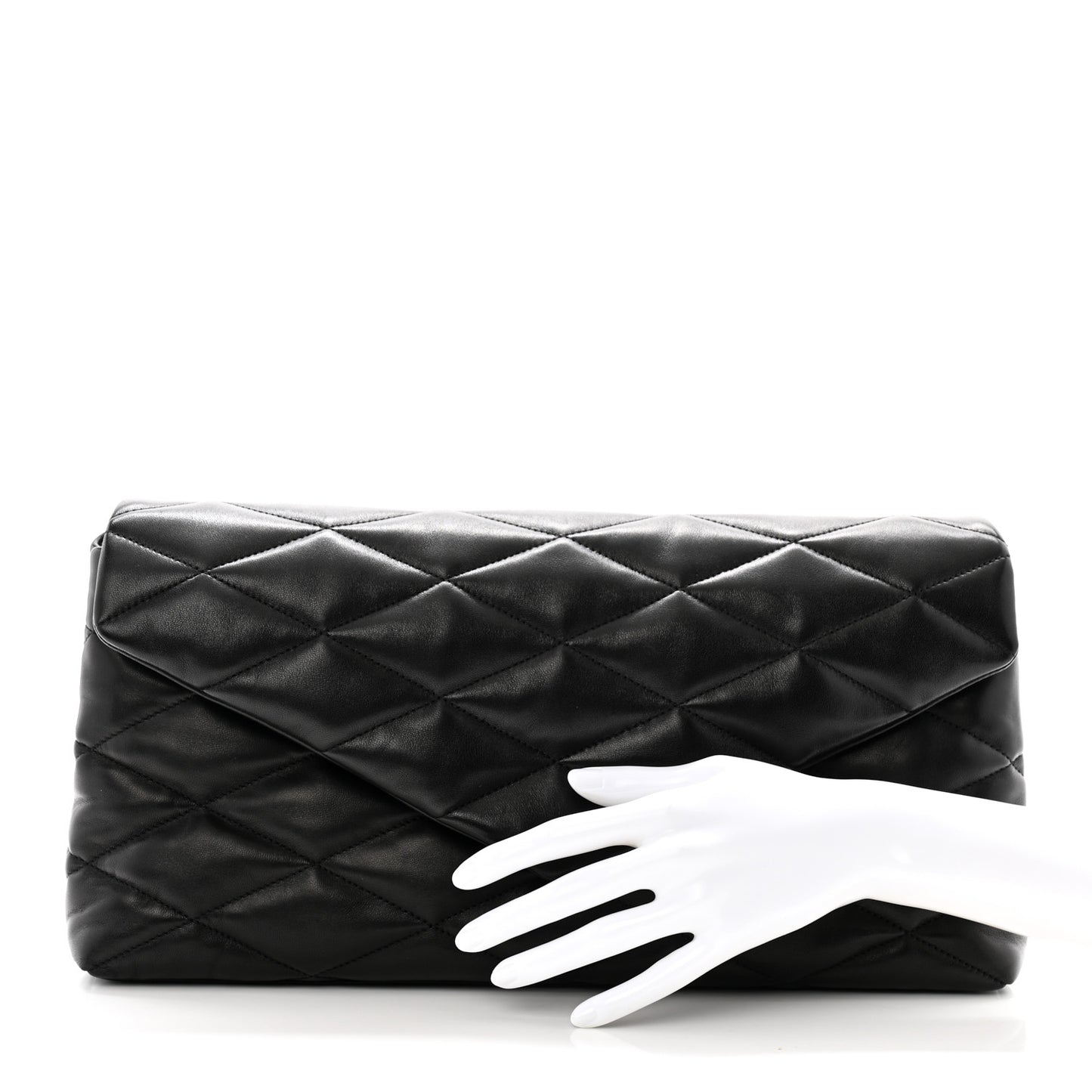 Lambskin Quilted Sade Puffer Envelope Clutch Black