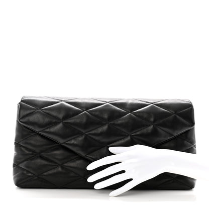 Saint Laurent Lambskin Quilted Sade Puffer Envelope Clutch Black 2 of 9