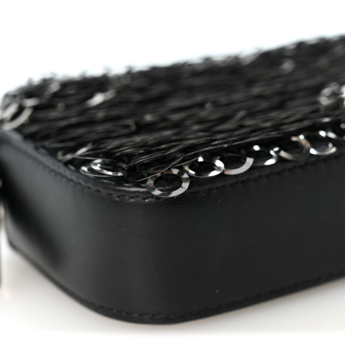 Chanel Sequin Lambskin Summer Night Clutch With Chain  Black Silver 11 of 12