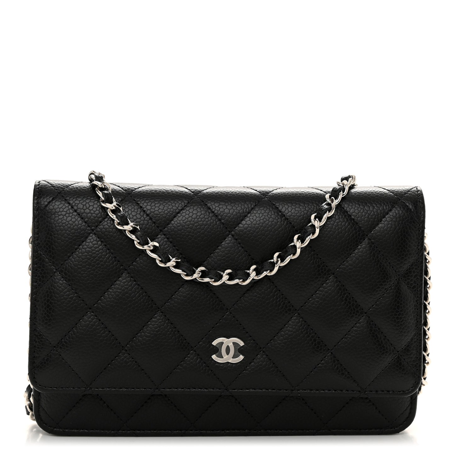 Caviar Quilted Wallet on Chain WOC Black
