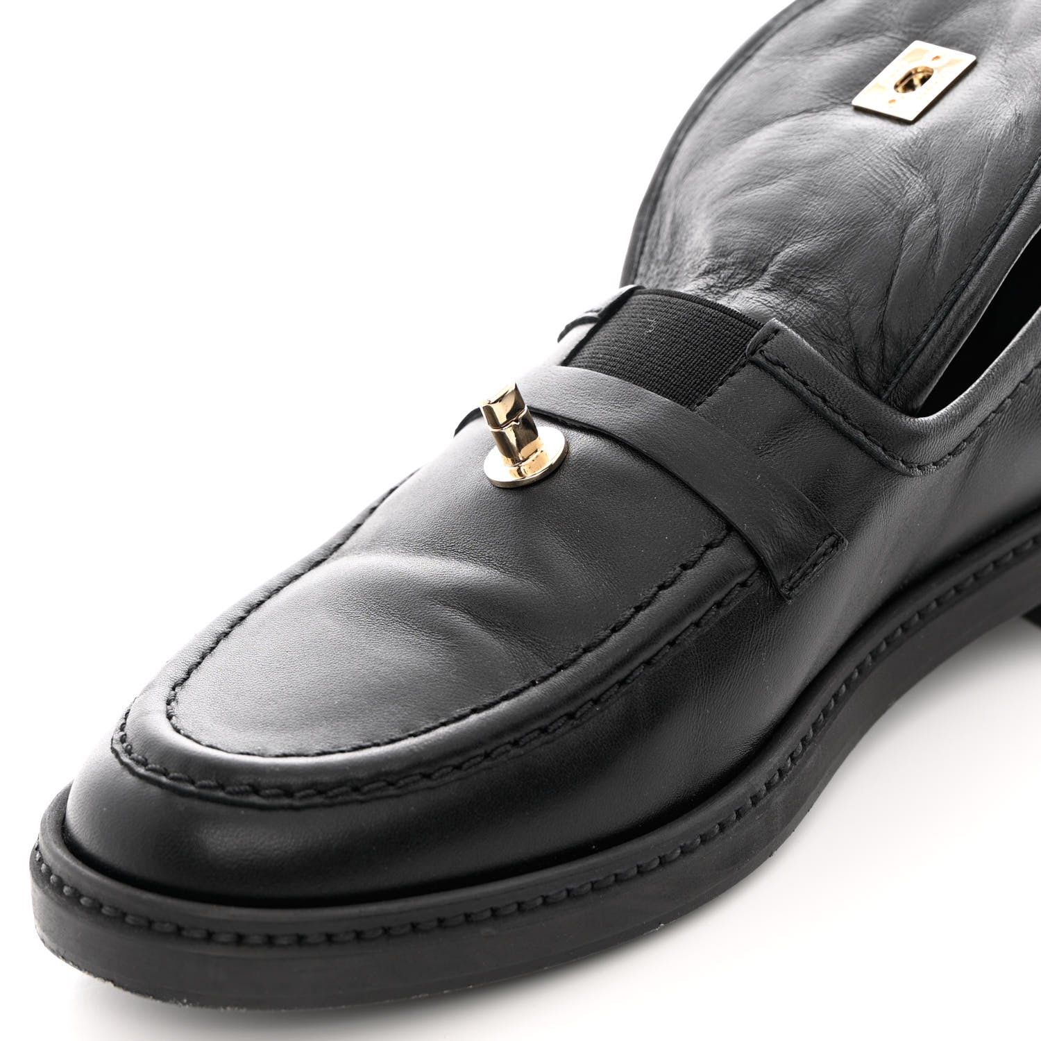 Chanel Lambskin Quilted CC Turnlock Loafers 38 Black 9 of 12
