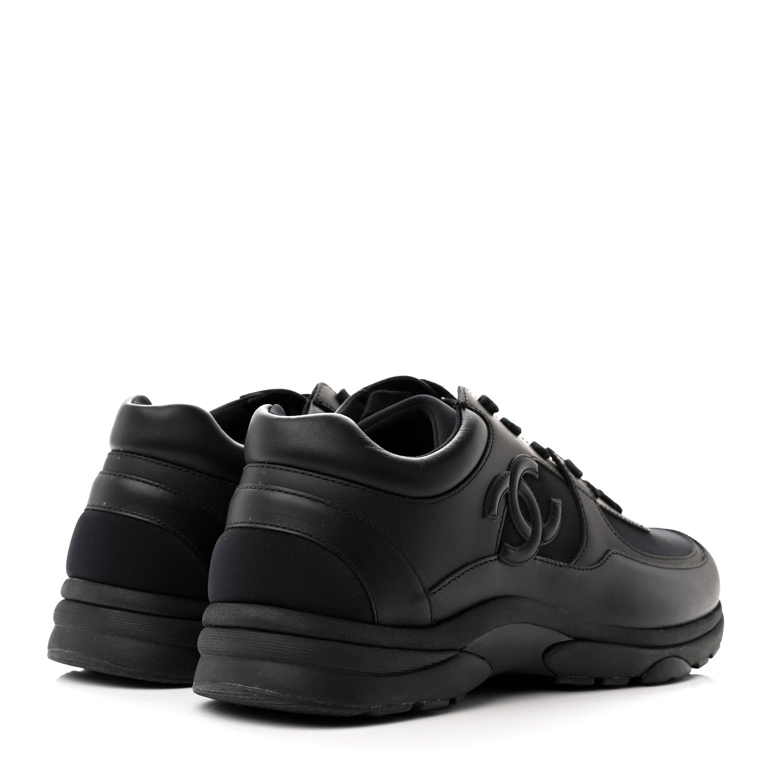 Chanel Fabric Calfskin Suede Mens CC Sneakers 42 Black 4 of 11