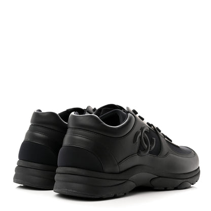 Chanel Fabric Calfskin Suede Mens CC Sneakers 42 Black 4 of 11