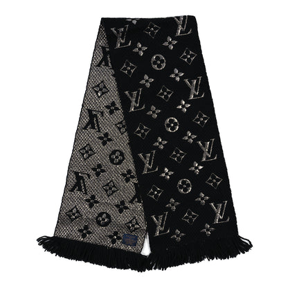 Louis Vuitton Wool Silk Logomania Shine Scarf Black 2 of 3