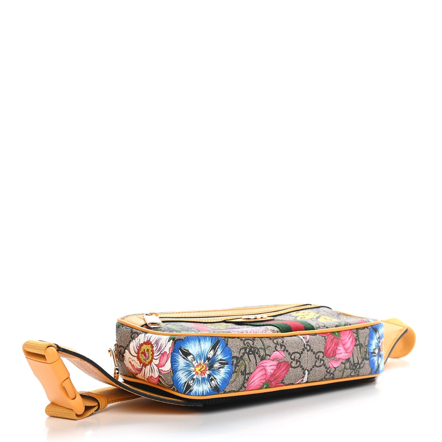 GG Supreme Monogram Flora Medium Ophidia Belt Bag Beige Multicolor Crop